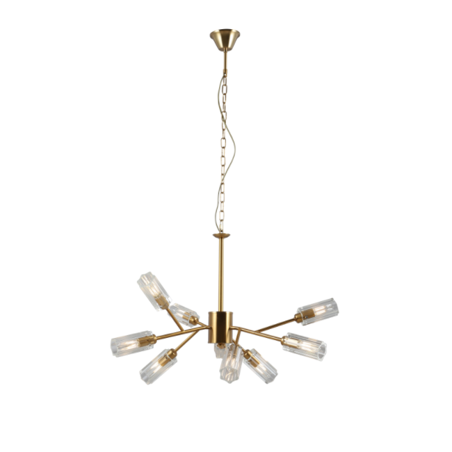 9 lights Glass Candelabru din aur