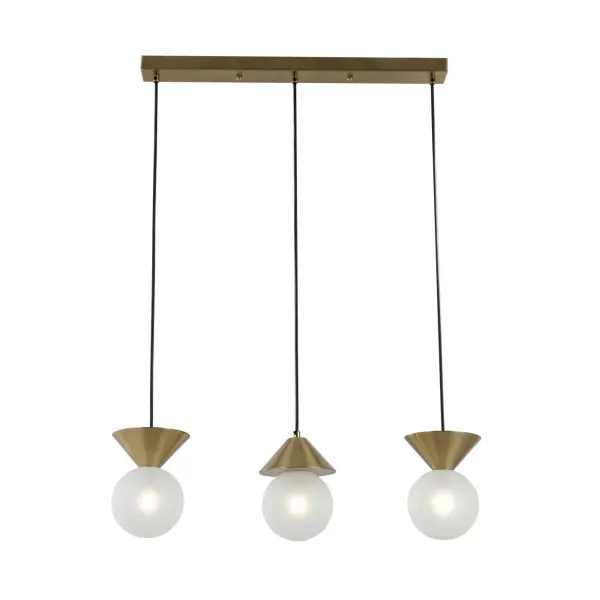 Lampă pandantivă liniară cu 3 lumini din alamă perie
