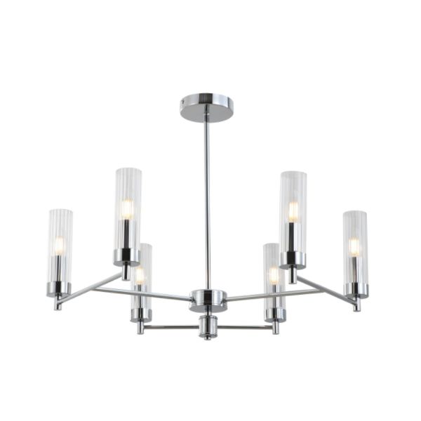 Lampa de tavan cu tub de sticlă cromată