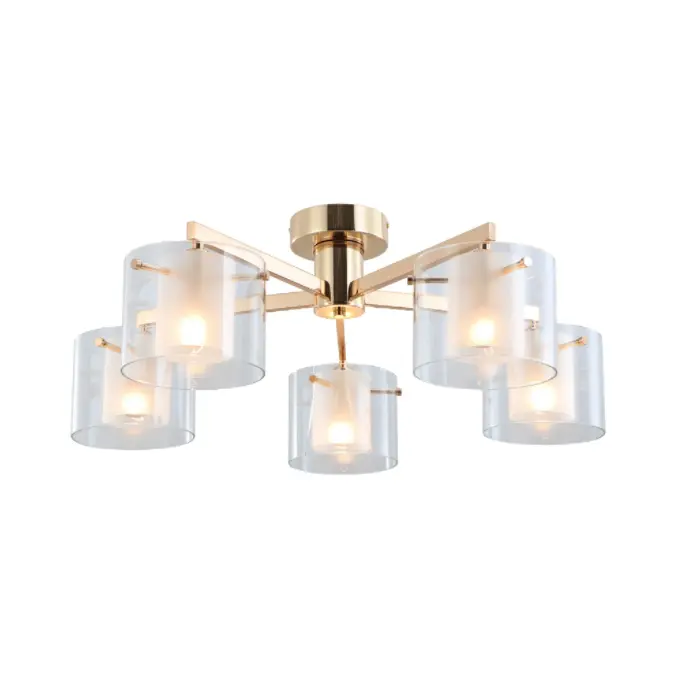 Pahare duale de aur 5 lumini lampa de plafon la montare