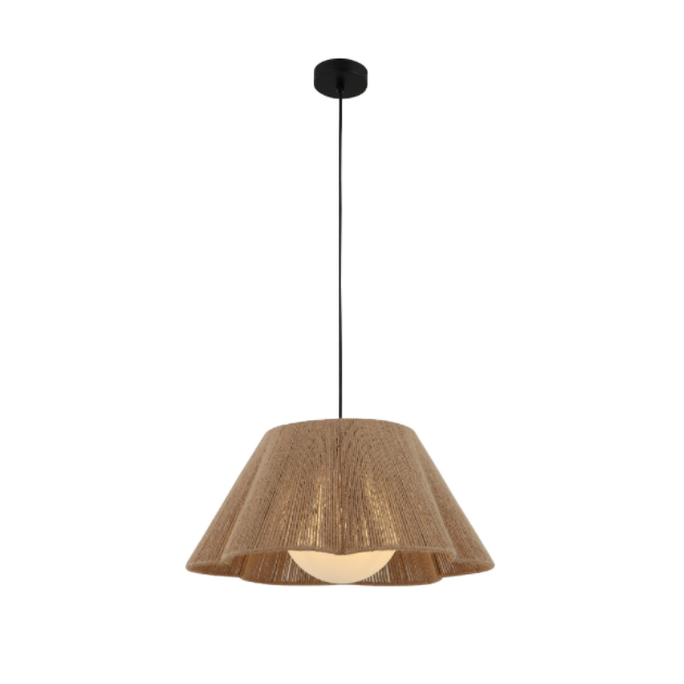 Frânghie de cânepă și lampă cu pandantiv cu umbră de sticlă