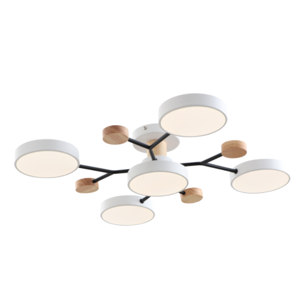 Lampa modernă de tavan cu LED cu accent de lemn