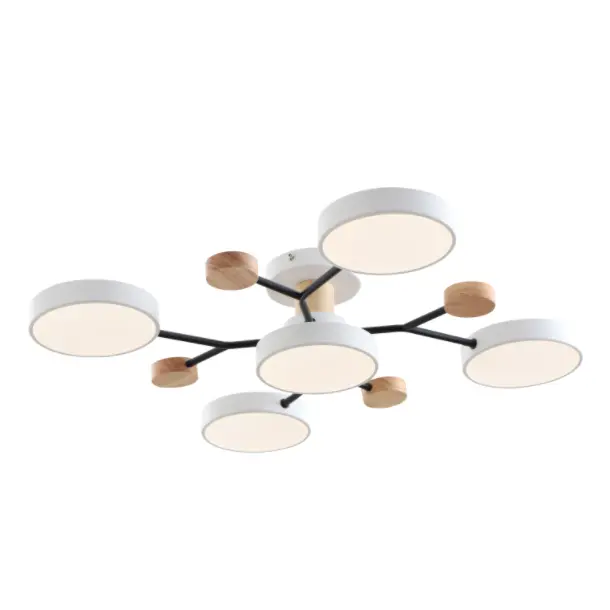 Lampa modernă de tavan cu LED cu accent de lemn