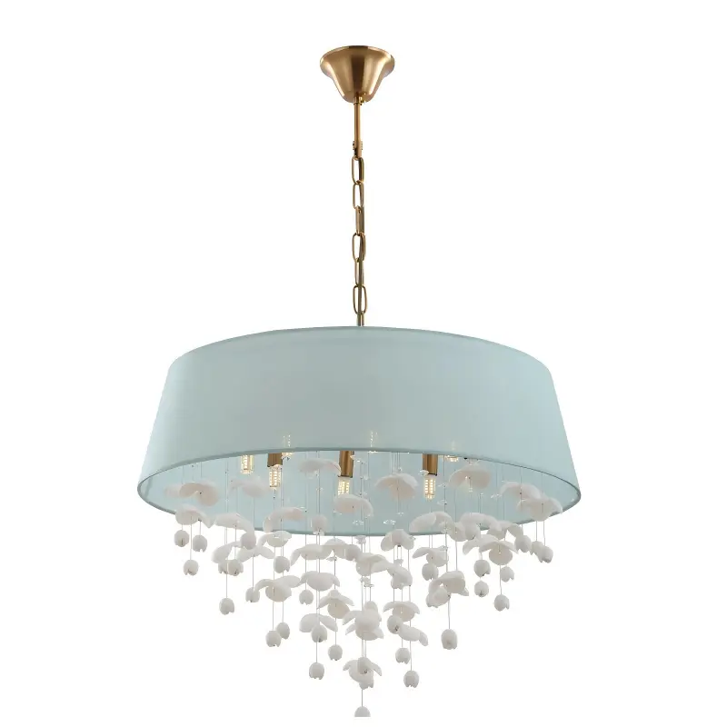 Abajur Tambur Modern Porțelan Candelabru 8 Lumini Pentru Sufragerie