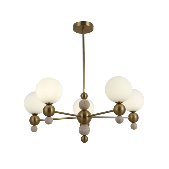 Candelabru cu pandantiv din travertin galben